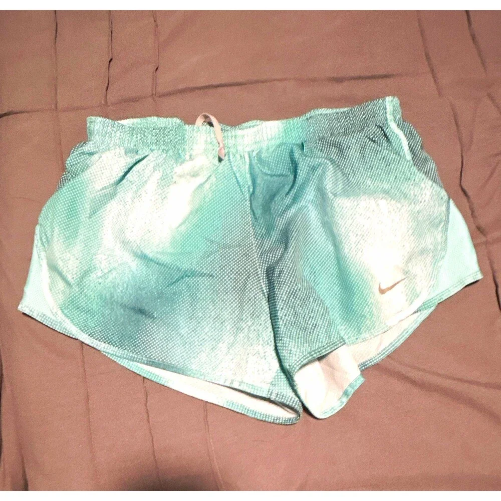 Nike Dri-FIT Women’s Green/White Mesh Running Shorts Pockets Drawstring